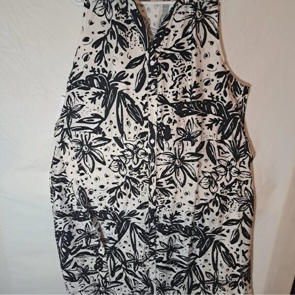 Anthropologie Kindred Womens‎ Plus 3X White/Black Floral Button Up Dress Belth - Picture 3 of 15